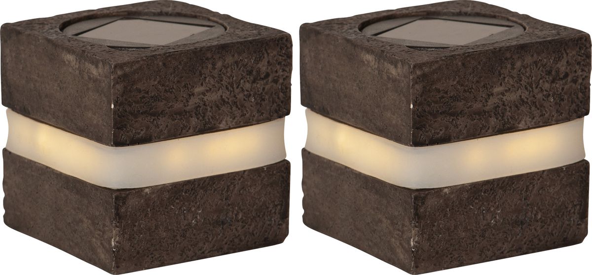 Solar Decoration Stonecube - Warmweiss, IP44, Grau