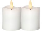 LED Pillar Kerze 2er Pack Flamme - Indoor, Weiss, 7.5cm Höhe, Timerfunktion