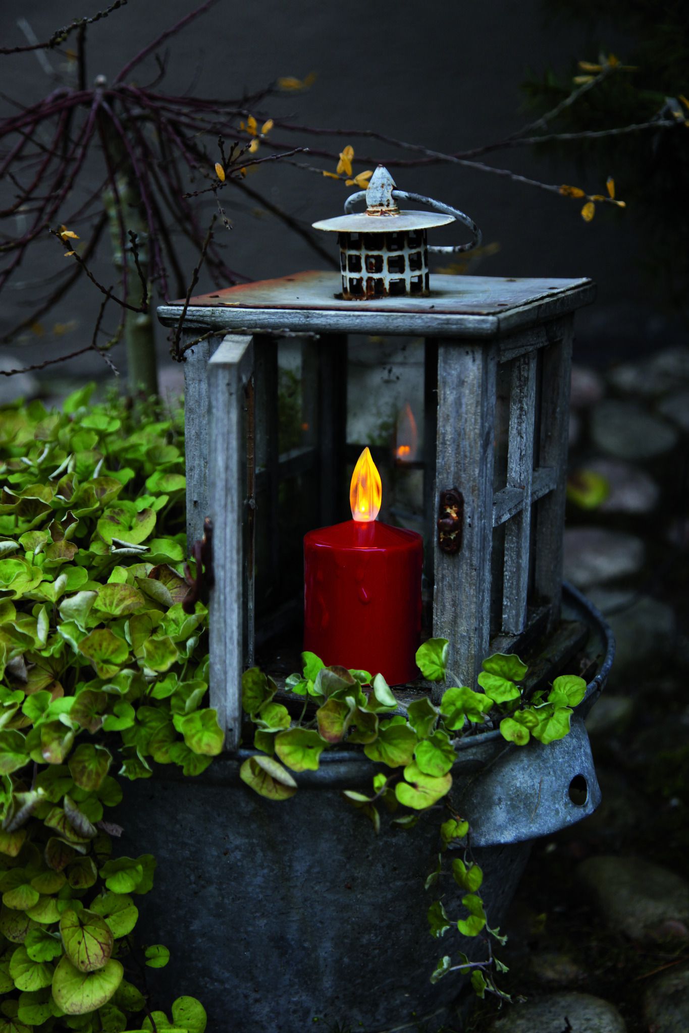 LED Grablicht Paula - Outdoor, Rot, 11.5cm Höhe, Timerfunktion
