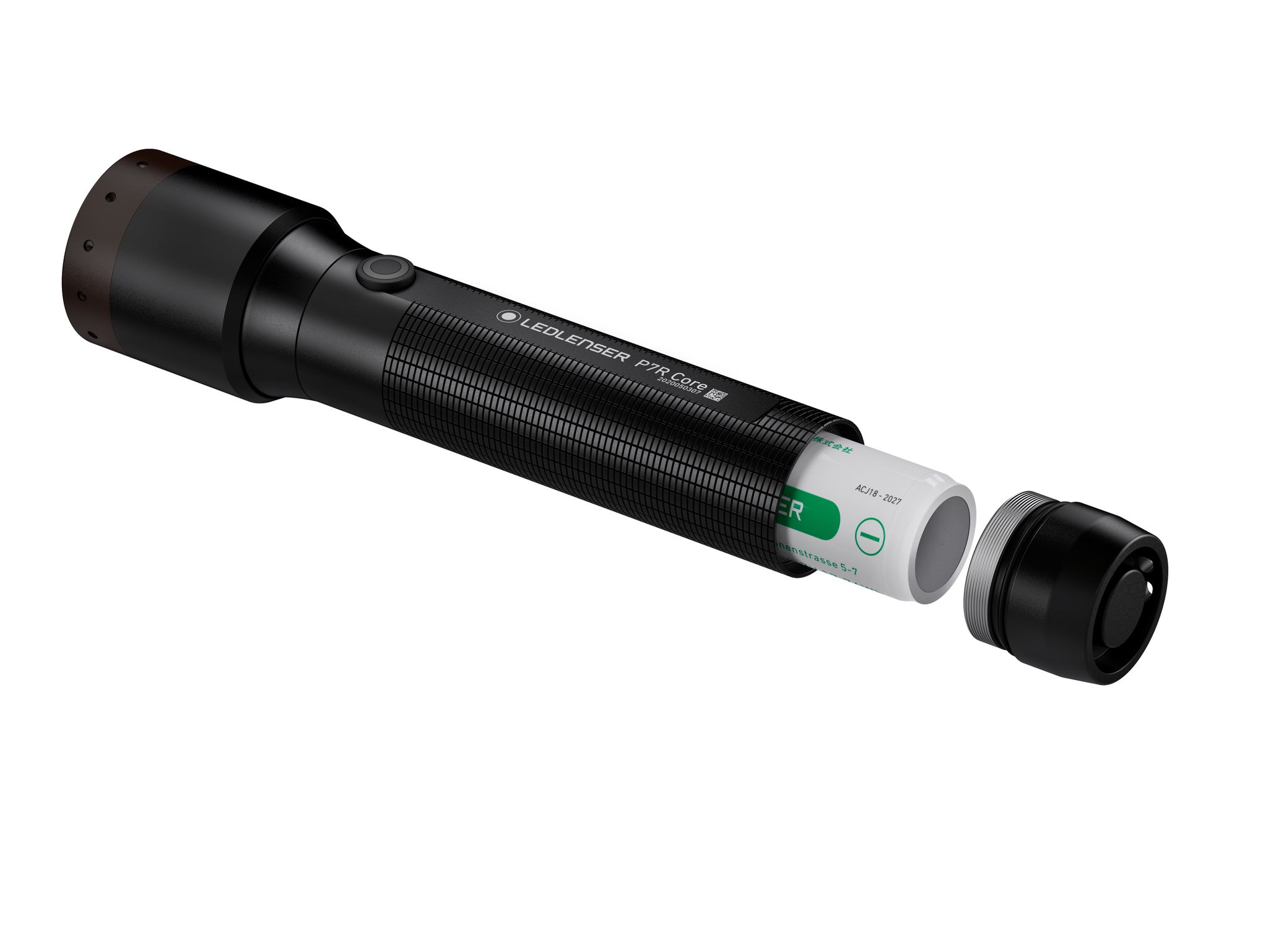Taschenlampe P7R Core - 6000-7500K, Schwarz, Kopfdurchmesser 3.5 cm