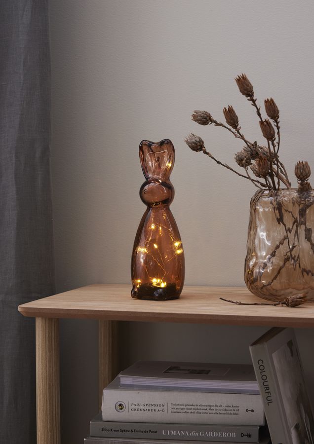 Glas Decoration Harry Brown - Indoor, Warmweiss, Braun