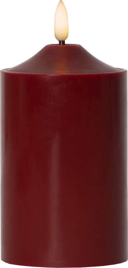 LED Pillar Kerze Flamme - Indoor, Rot, 15cm Höhe, Timerfunktion