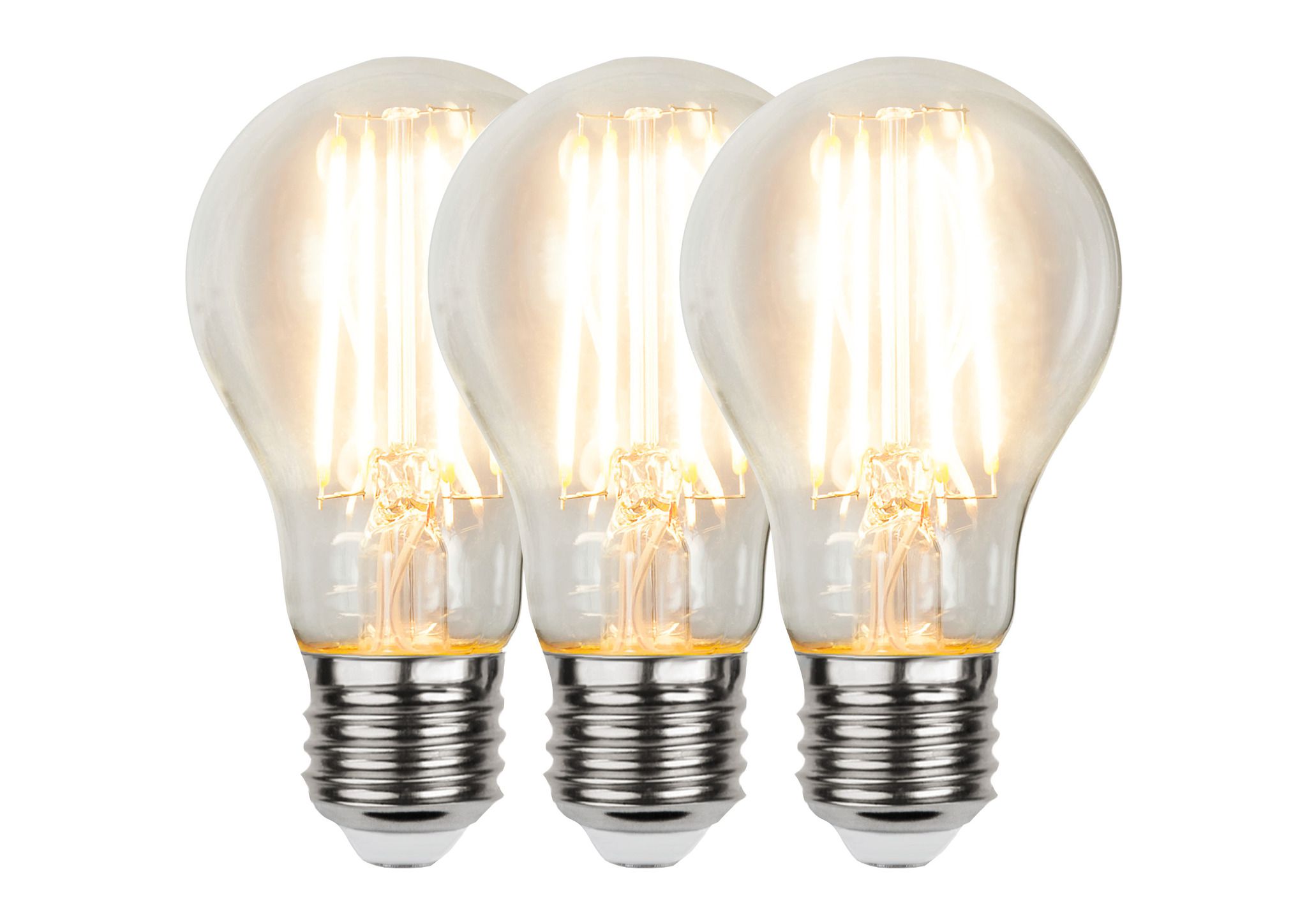 Trio-Pack S-Light LED Filament E27 Leuchtmittel (2700K) - E27, 7W, 806lm, 2700K, nicht dimmbar, D=60mm, H=105mm