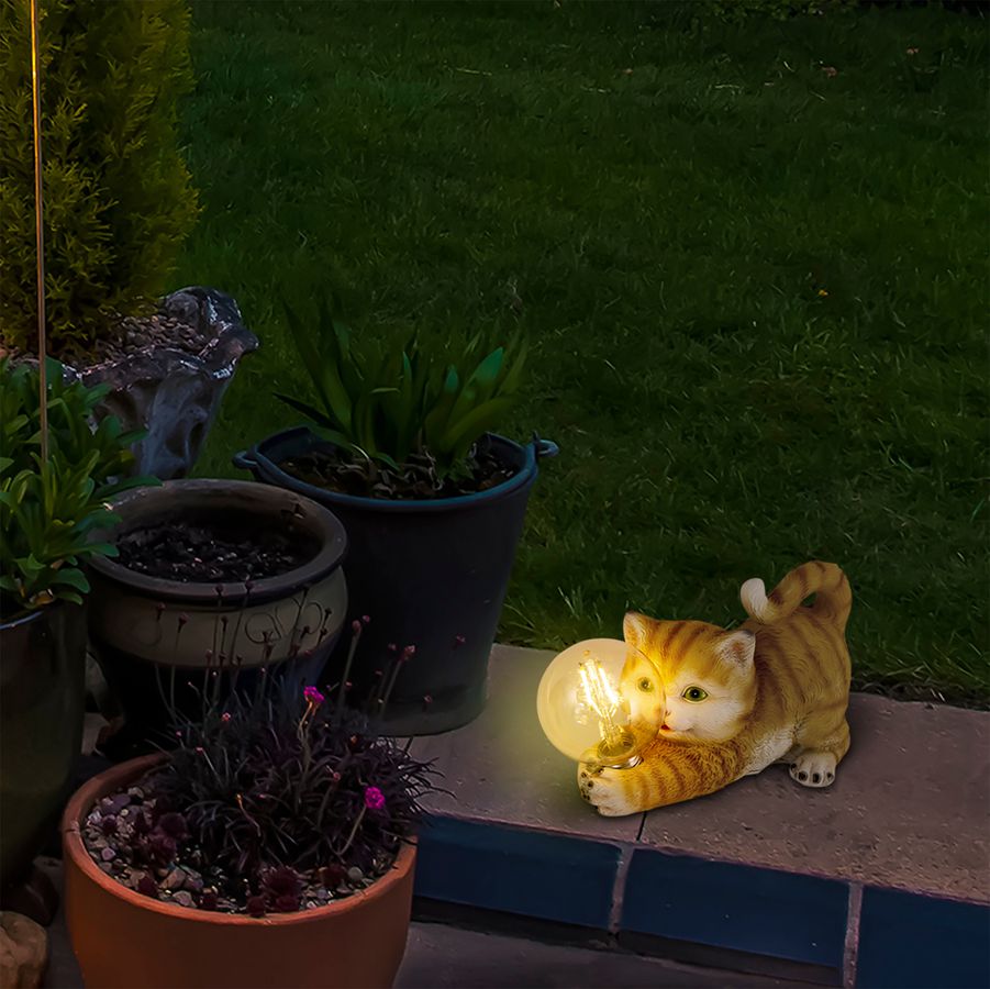 LED-Solar-Outdoorleuchte Katze l: 25cm - IP44, warmweiss, 0.06W