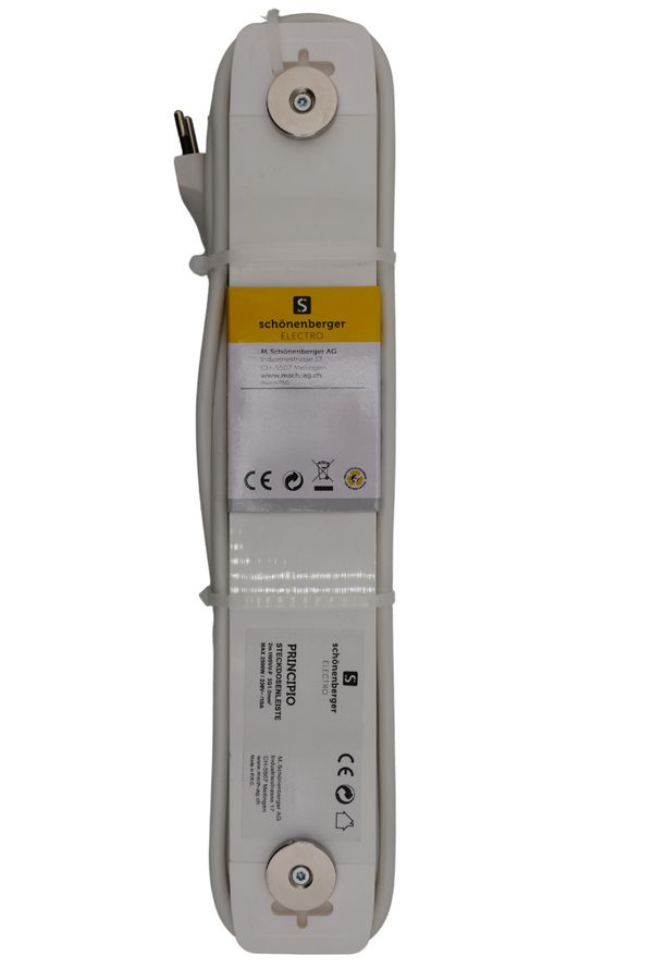 Steckdosenleiste PRINCIPIO 3xH/3xV Magnet - 6x T13 (3x horizontal / 3x vertikal), 2.0m Kabellänge, Schalter, weiss