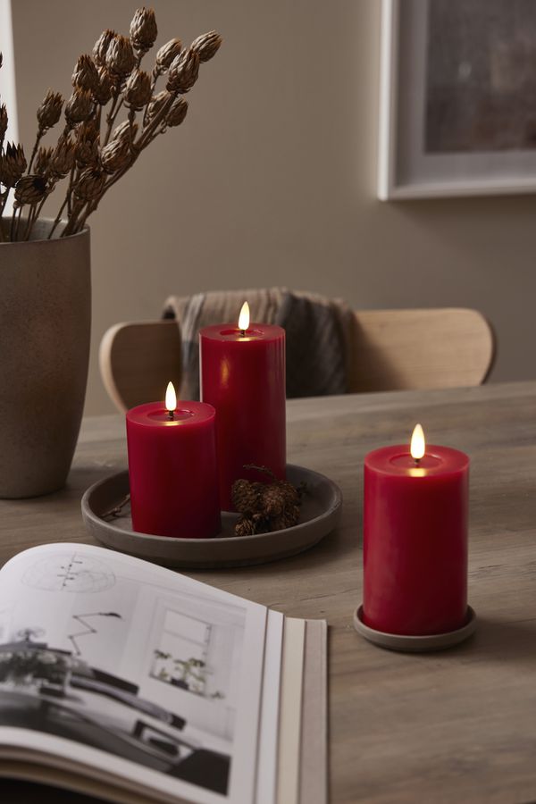 LED Pillar Kerze Flamme Flow - Indoor, Rot, 17.5 cm höhe, Timerfunktion
