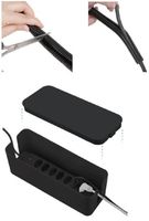 Cable Organizer Box, small - Grösse 32x13.6x12.5cm, Kabelschlauch+ 7-fach Steckdosenleiste, schwarz
