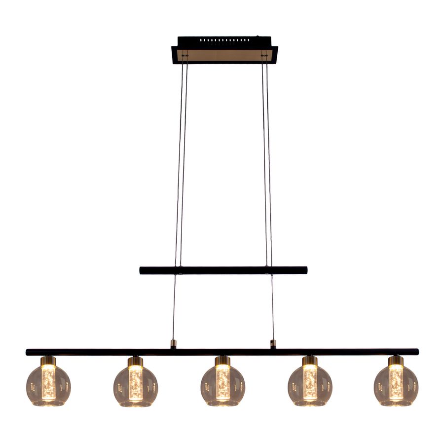 LED Glas-Pendelleuchte BRASS L: 90 cm / schwarz - LED fest verbaut, IP20, 76.5W, 230V