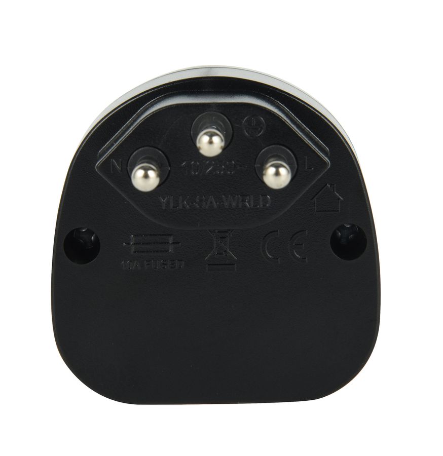 Reiseadapter World to Switzerland, schwarz - Out: CH In: IT, BRA, UK, USA/Japan Typ A/B, AUS/China