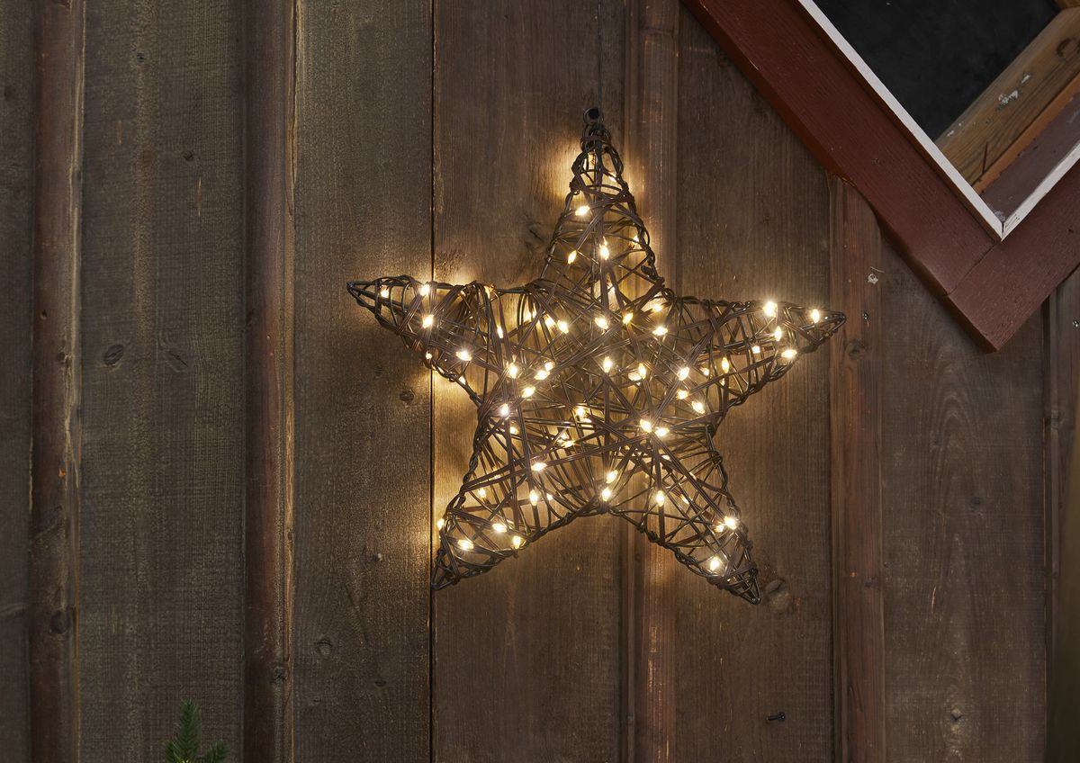 Outdoor Decoration Vicke Star 40cm - Indoor, Outdoor, Warmweiss, Braun