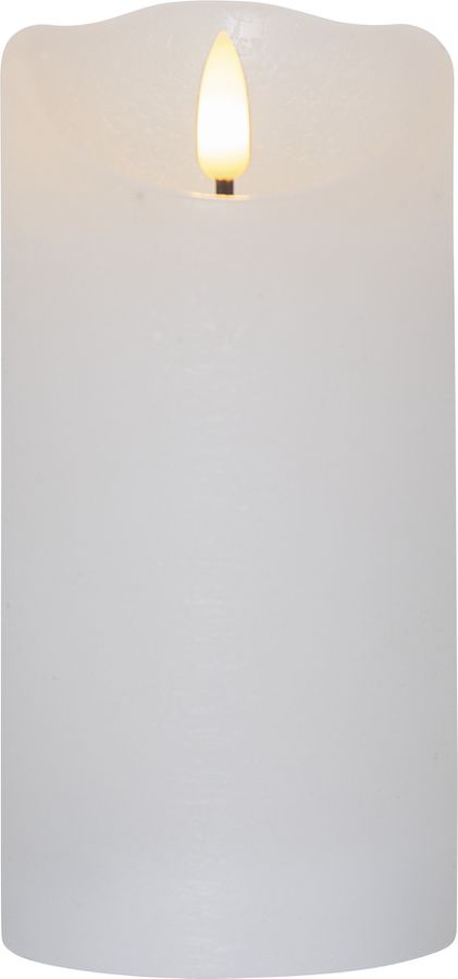 LED Pillar Kerze Flamme Rustic - Indoor, Weiss, 15.00 cm Höhe,  Timerfunktion