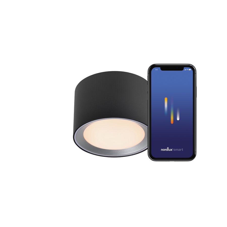 Landon Smart, Deckenleuchte, Schwarz/Stahl - 7W ,2700-6500K, IP44