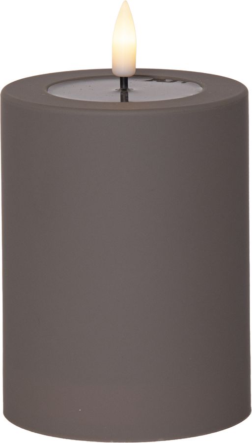 LED Pillar Kerze Flamme Soft - Indoor, Braun, 12.50 cm Höhe, Timerfunktion