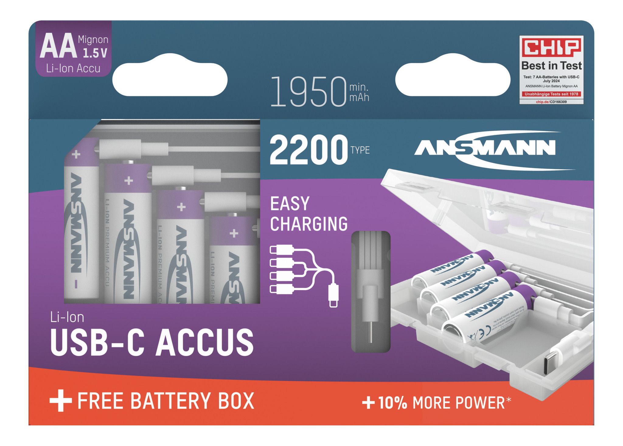 Li-Ion Akkus Mignon AA Typ 2200 (min. 1950 mAh) - 4er Box