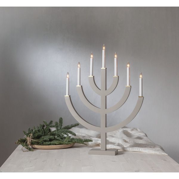 Kerzenleuchter Anno - IP20, Grau, Warmweiss