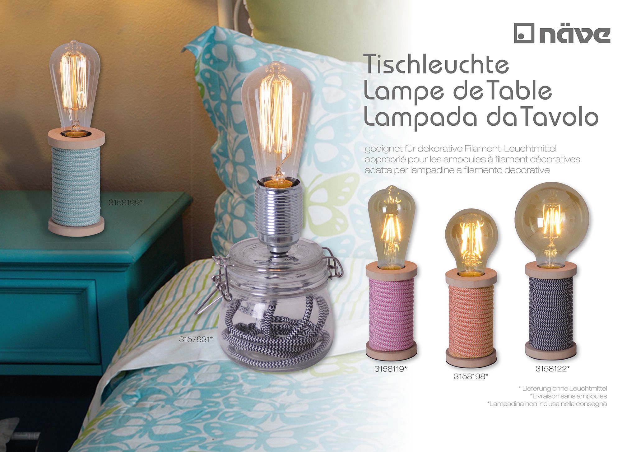 Glas-Tischleuchte klar d: 11cm Max - E27, 40W, IP20