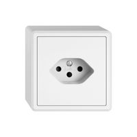EDIZIOdue 1xT13 FX54 AP - 10A, 250V AC, L+N+PE, Mit Steckklemmen, Mit Shutter, Anbauhöhe 54 mm, FX.54, weiss, IP20, 7.4x7.4cm