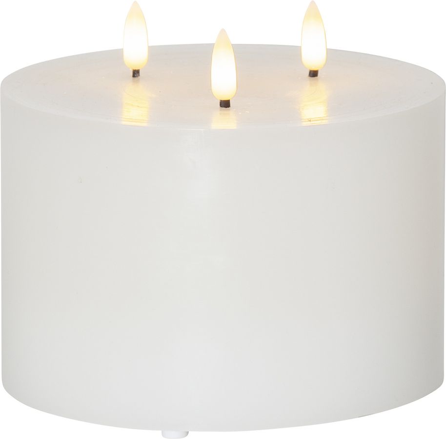 LED Pillar Kerze Flamme - Indoor, Weiss, 13cm, Timerfunktion