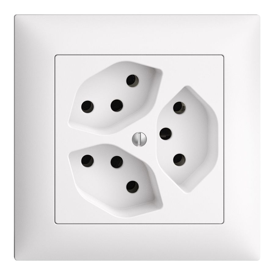 EDIZIOdue 3xT13 FMI UP mit Kinderschutz - 10A, 250V AC, L+N+PE, Mit Steckklemmen, Parallel, Einbautiefe 41 mm, FMI, weiss, IP20, 8.8x8.8cm
