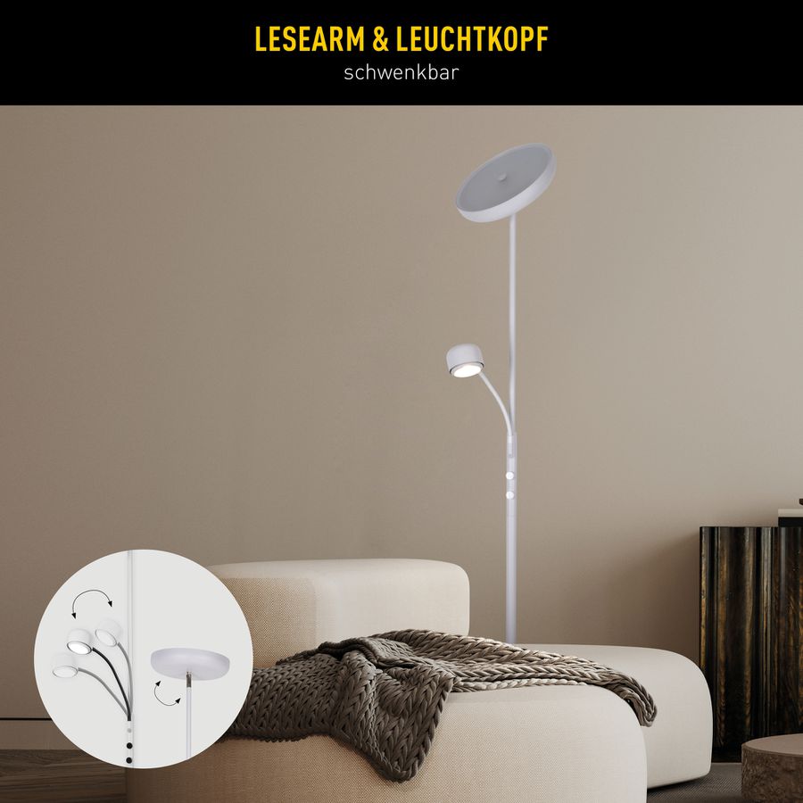 LED Stehleuchte  ROMIS  mit Lesearm weiß - IP20, LED-Modul, Weiss