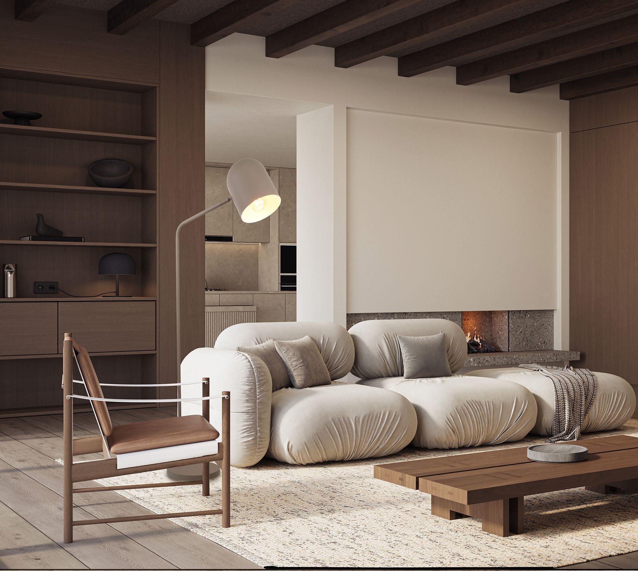 Stehleuchte  METAVION  H: 140cm beige - IP20, E27, Beige