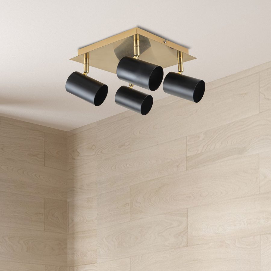 4er Wand- und Deckenleuchten FRIDA L/B: 22 cm schwarz - GU10, IP20, 40W, 230V