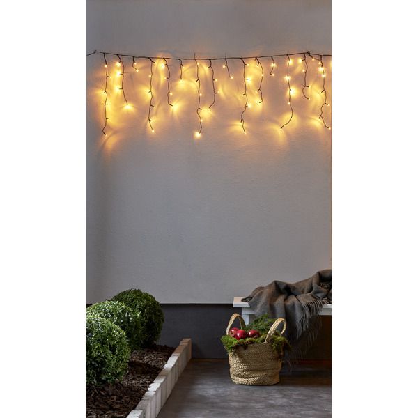 LED golden warmwhite, Icicle Vorhang, 240 LEDs - Schwarz, 1970K, 590cm x 55cm