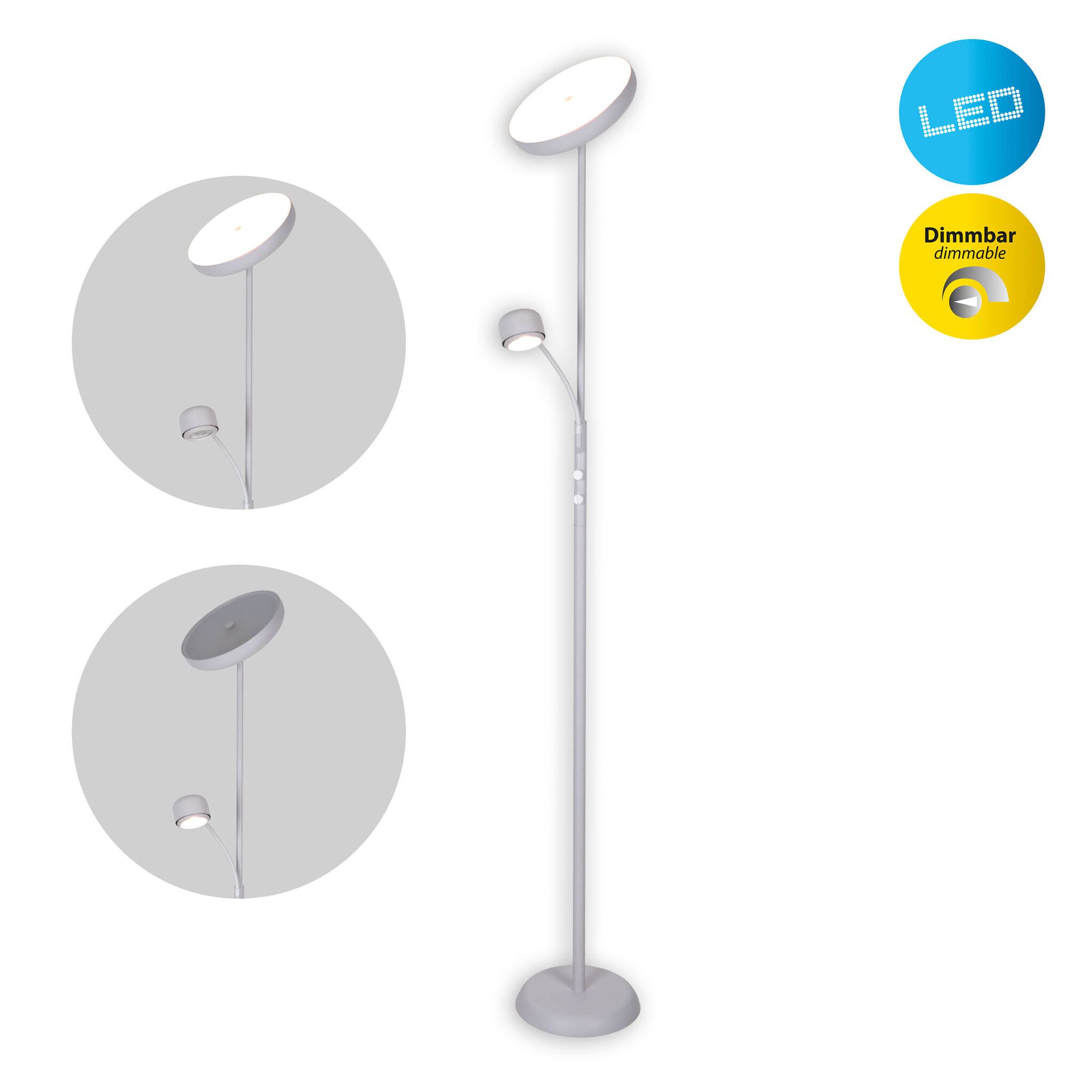 LED Stehleuchte  ROMIS  mit Lesearm weiß - IP20, LED-Modul, Weiss