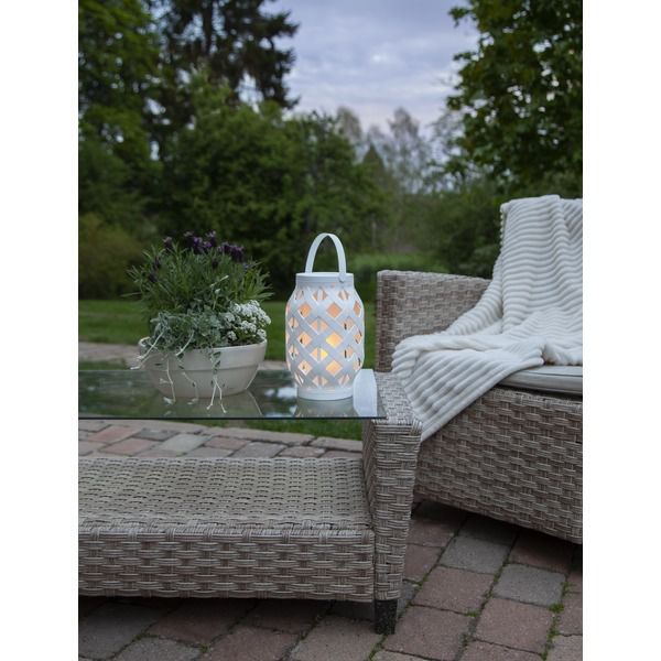 LED Laterne Flame - Outdoor, Weiss, 23cm Höhe, Timerfunktion