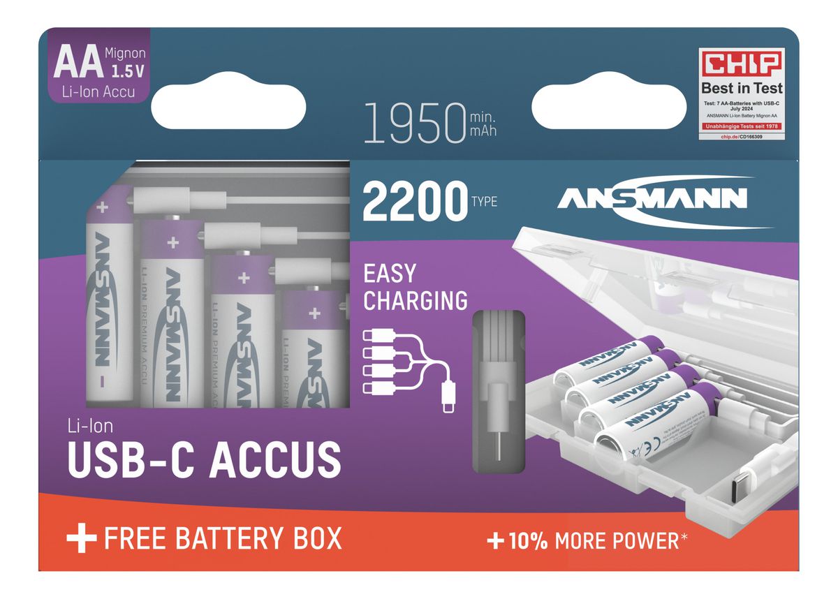 Li-Ion Akkus Mignon AA Typ 2200 (min. 1950 mAh) - 4er Box