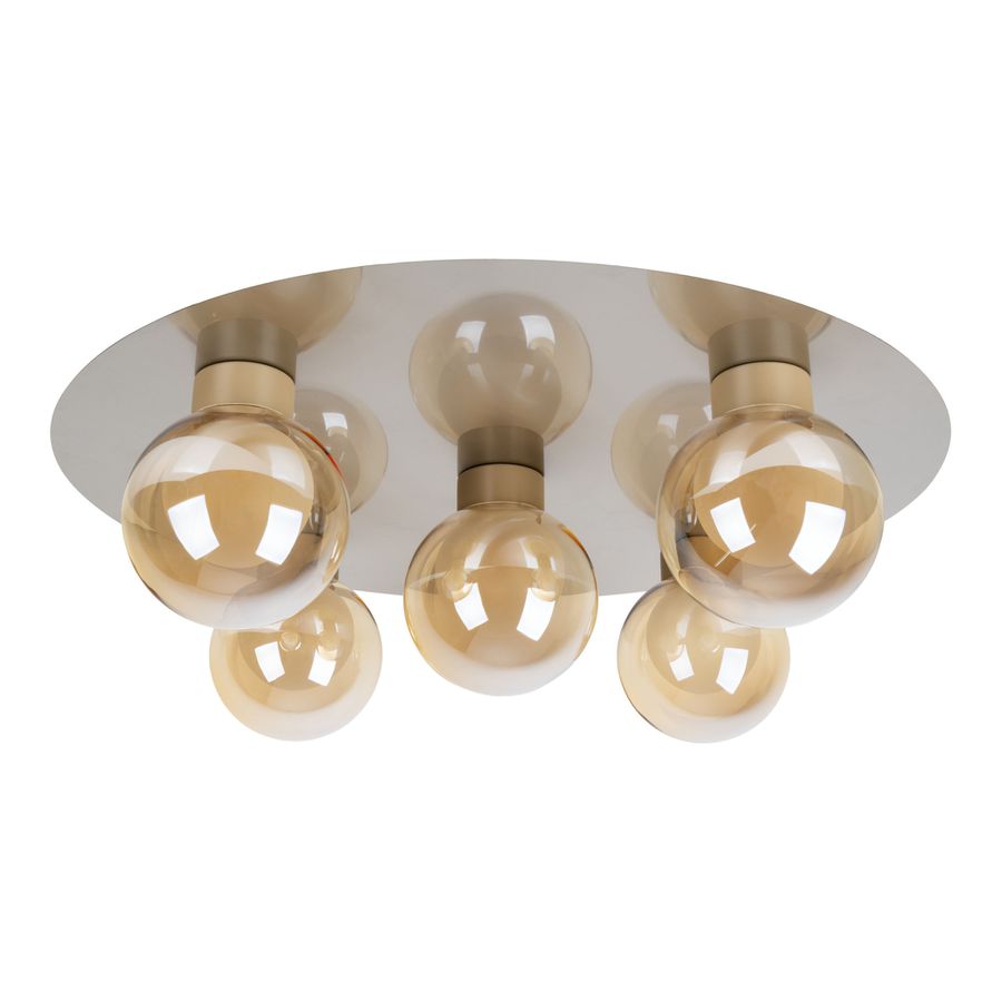 5er Deckenleuchte  DONIKA  : 43 cm - IP20, G9, Stahl-Blank
