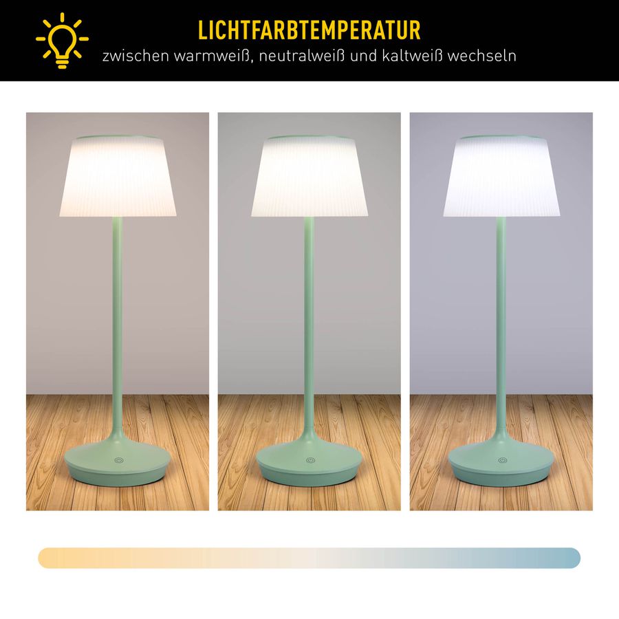 Solar- Akkutischleuchte EMMI mint inkl. CCT  Touch H: 38 cm - LED-Modul, 3W, IP44