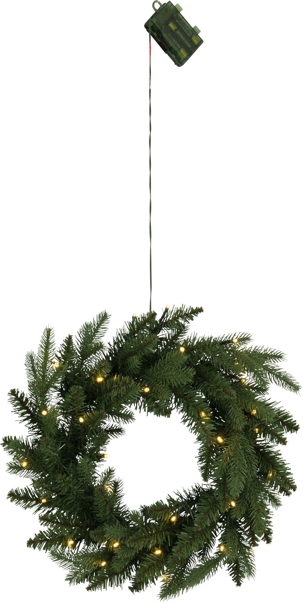Künstlicher Weihnachtskranz Byske - grün, 30 LED's, 45cm Höhe