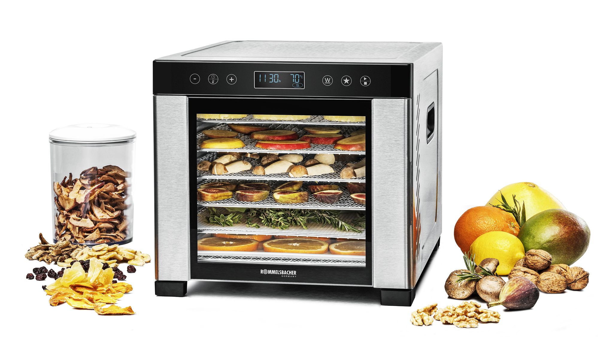 Dörrautomat DA 950 - Dörrautomat, Edelstahl/schwarz, 600W, LCD-Display