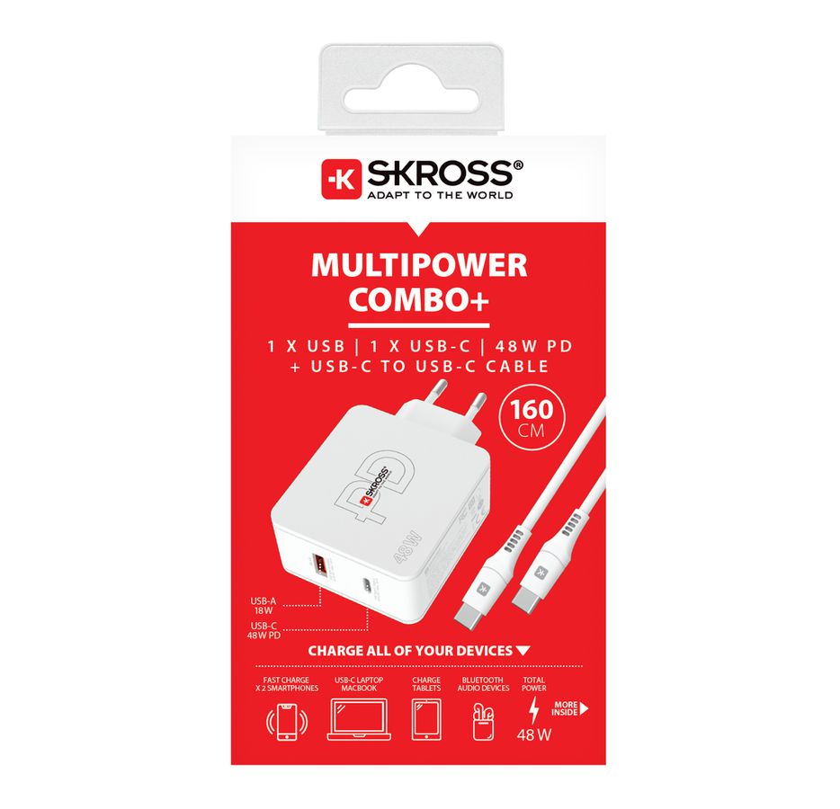 Multipower 2 Pro EU - Out: 2-Pol EU, In: 1xUSB-C PD, max. 48.0W, 1xUSB-A 3.0 QC, max. 18.0W, weiss
