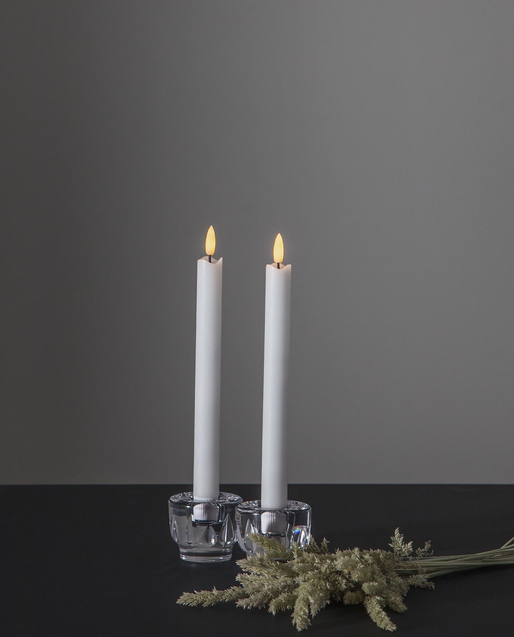 LED Dinner Kerze 2er Pack Flamme - Indoor, Weiss, 25cm Höhe, Timerfunktion