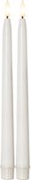 LED Dinner Kerze 2P Flamme Slim Outdoor - Indoor, Weiss, 28.00 cm Höhe, Timerfunktion
