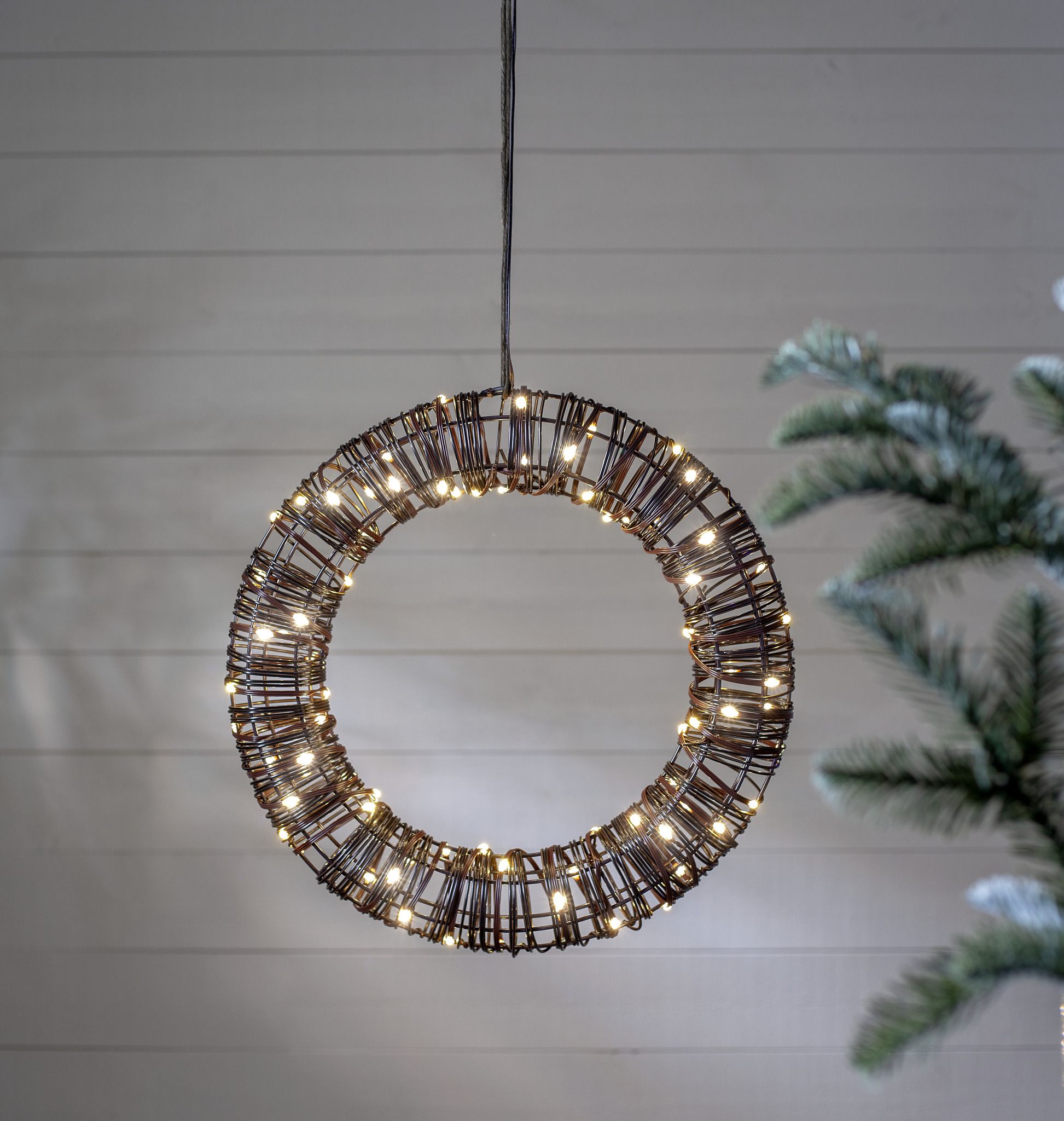Outdoor Decoration Vicke Wreath - Indoor, Outdoor, Warmweiss, Braun