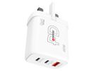 Power Charger 65W GaN UK - Out: 2-Pol UK, In: 1xUSB-C PD 5.0V, max. 65W, 1xUSB-C 5.0V, max. 20.0W, 1xUSB-A 5.0V, max. 18.0W