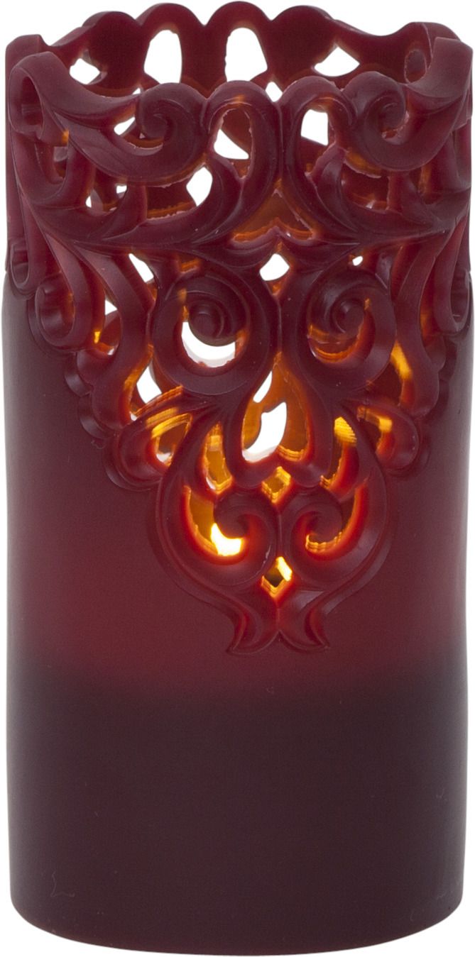 LED Pillar Kerze Clary - Indoor, Rot, 15cm Höhe, Timerfunktion