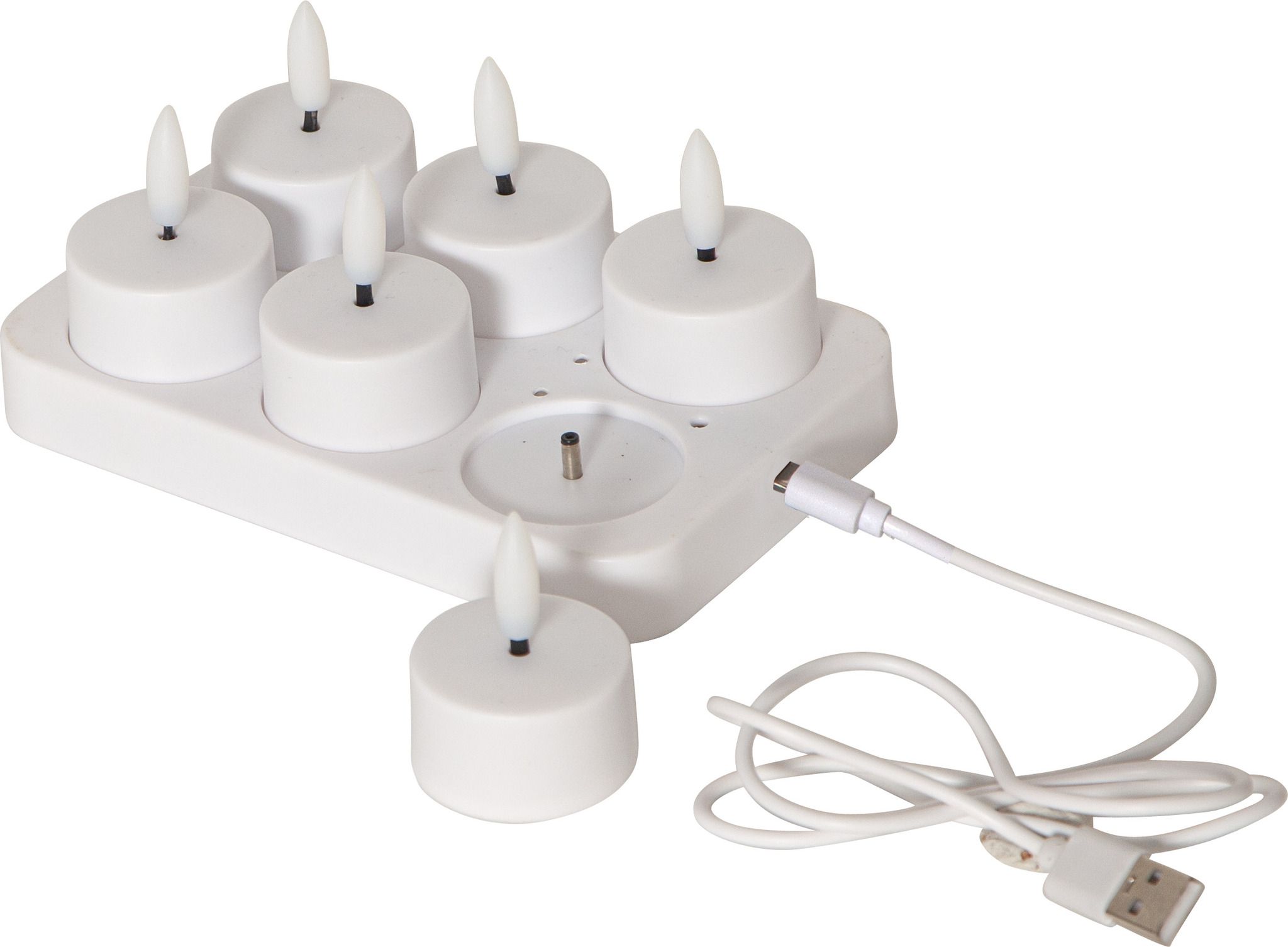 LED Teelicht 6 Pack Flamme Charge - Indoor, Weiss
