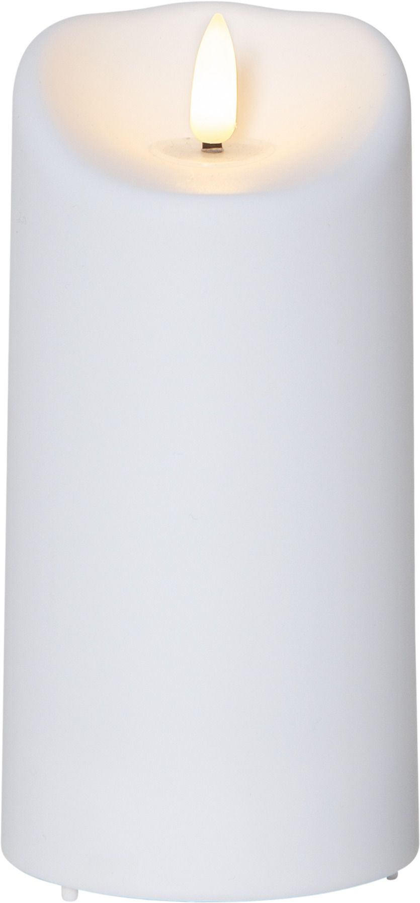 LED Pillar Kerze Flamme - Outdoor, Weiss, 15cm Höhe, Timerfunktion