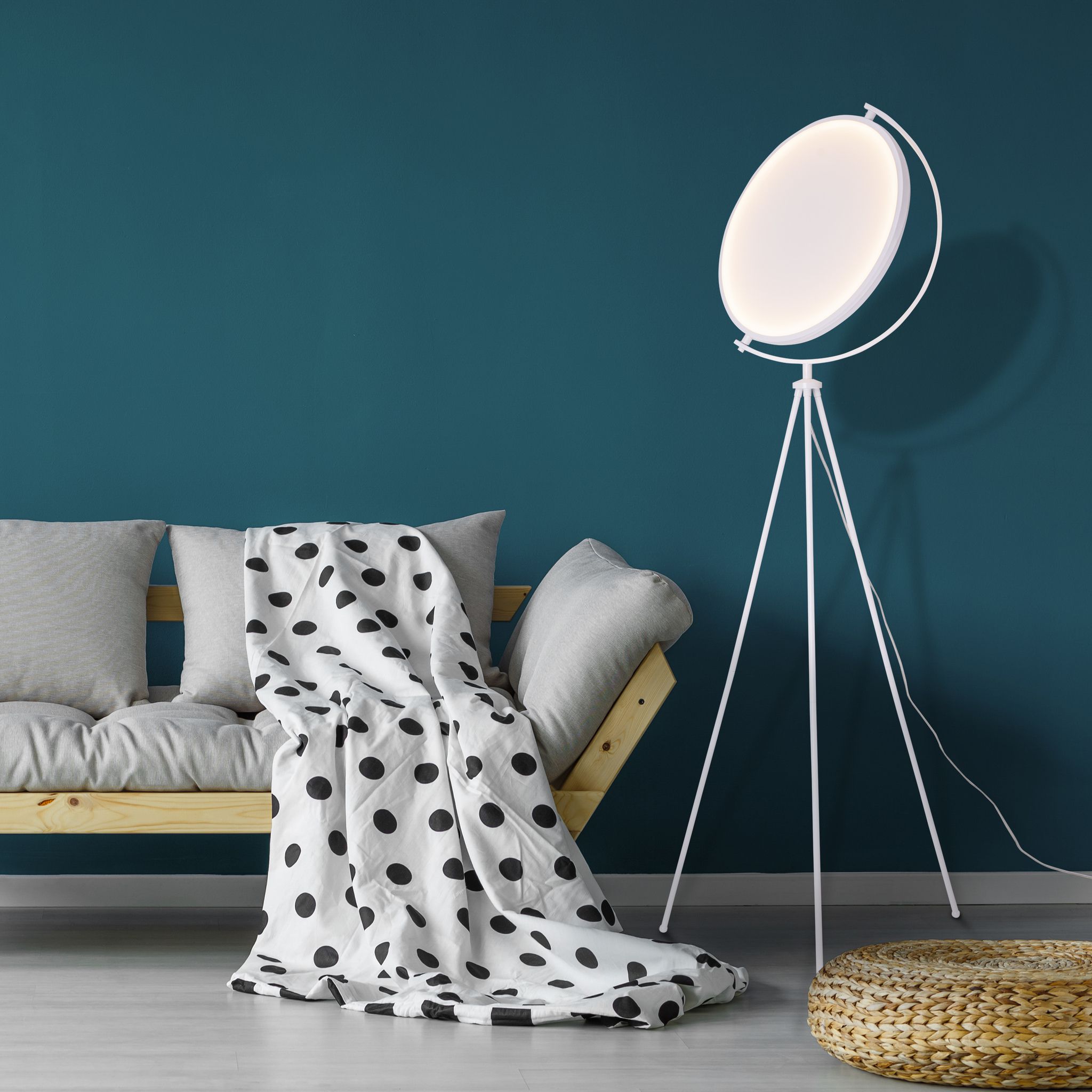 Textil-Stehleuchte Munega h: 156cm - LED fest verbaut, 3000K, warmweiss