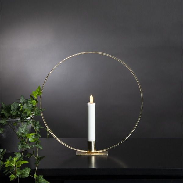Indoor Decoration Flamme Table - Indoor, Messing, 28cm Höhe, Timerfunktion