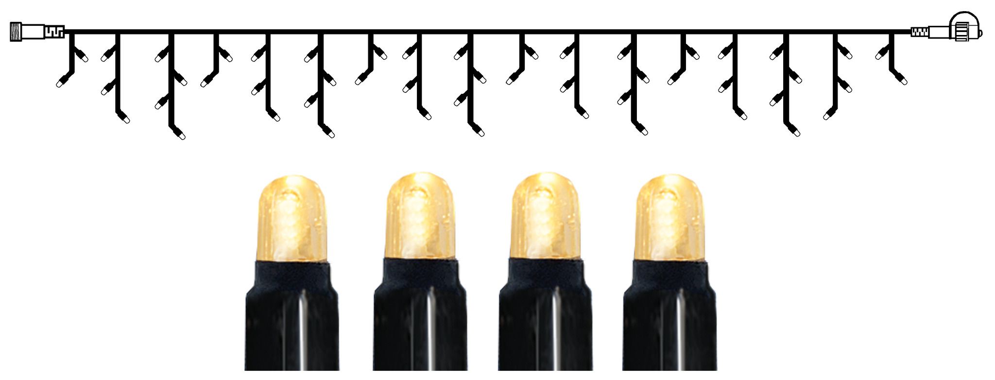 System LED Extra, Icicle, 300x40cm - Schwarz, Warmweiss