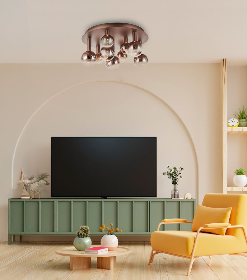 9er LED Deckenleuchte  SINGAPUR  : 45cm kupfer - IP20, LED-Modul, Kupfer