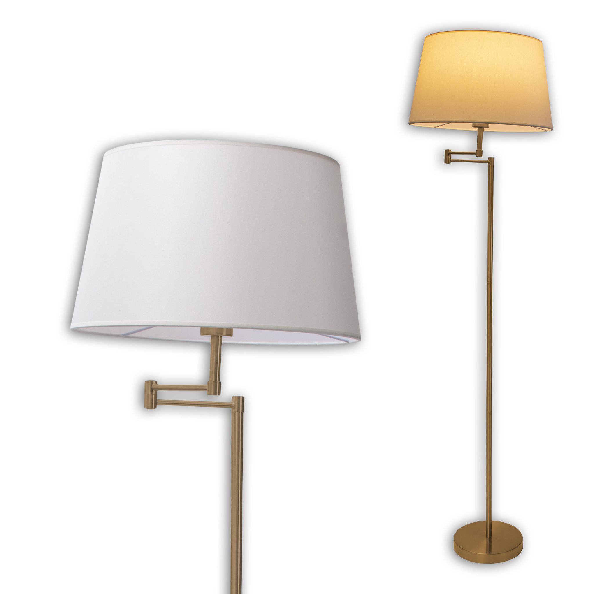 Stehleuchte Bologna h: 158cm beige messing - E27, IP20
