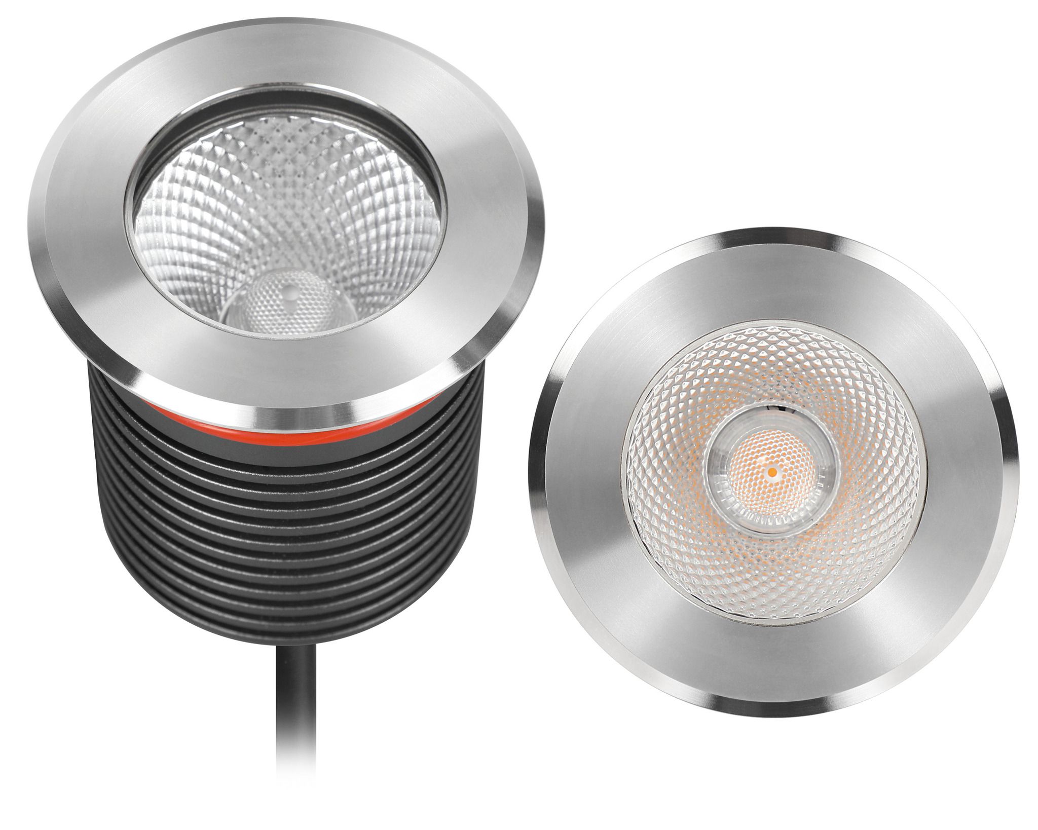 LED Bodeneinbaustrahler DISC II - 24V DC, 9W, 750lm, 2700K, IP67, CRI 80, 38°, dunkelgrau/alu., dimmbar, D=78mm, H=75mm, BL=68x110mm