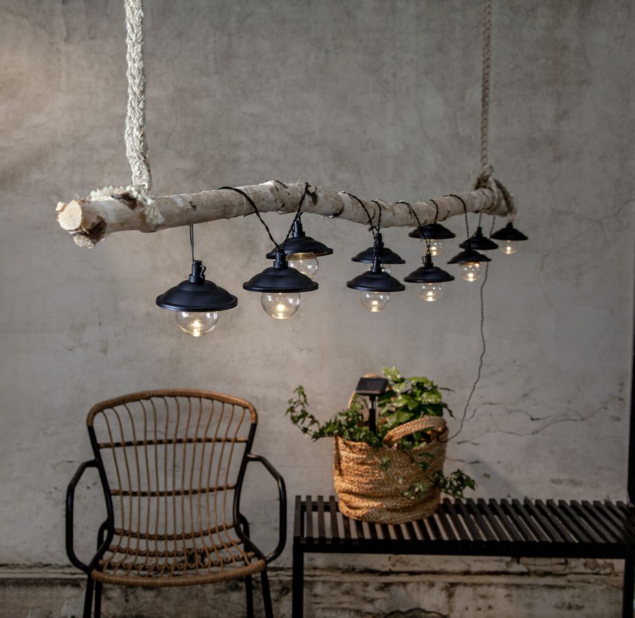 Solar Lichterkette Globe Shade - Warmweiss, IP44, Schwarz