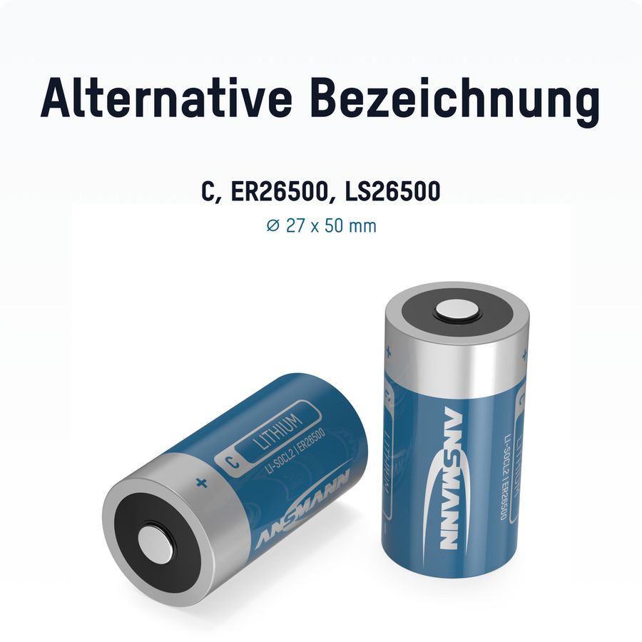 Lithium-Thionylchlorid Batterie ER26500 / C - 3.6V, 8500mAh